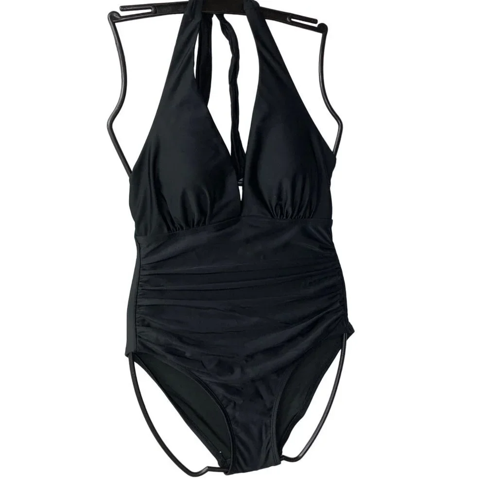 DKYN LADIES SWIMSUIT HALTER 4 way stretch‎ TUMMY CONTROL MD NWT